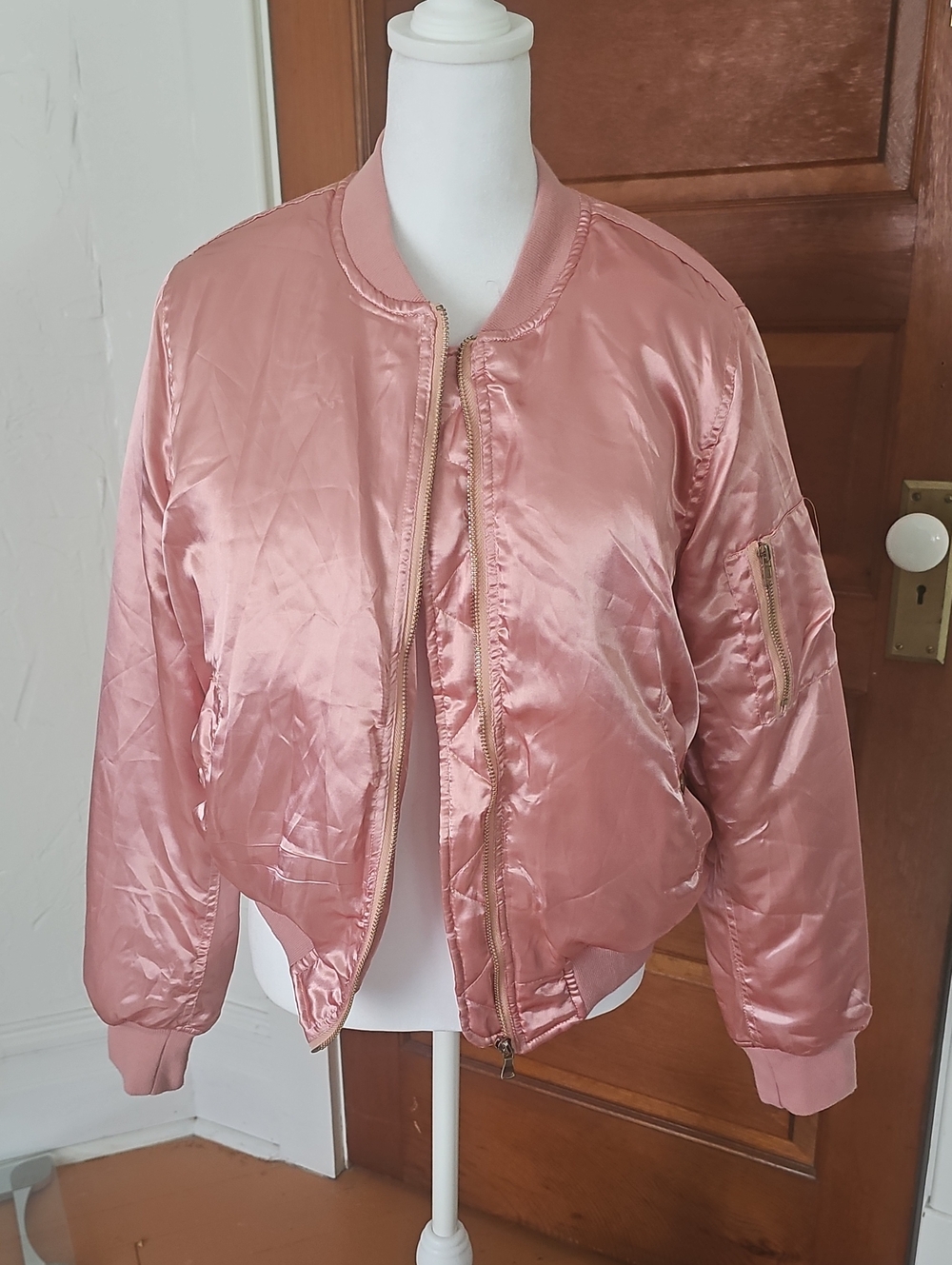 Better Be Pink Satin Bomber Jacket